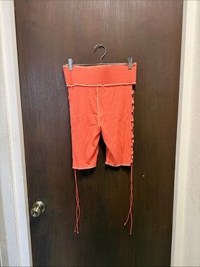 Forever 21 Coral Orange Lace-Up High Waist Bike Shorts